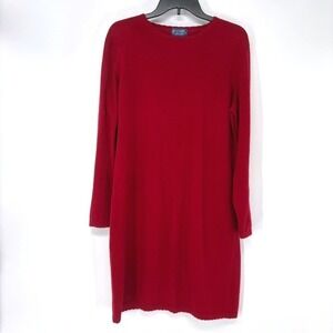 Evseg Sweater Dress Women 2XL Red 100% Cashmere Long Sleeve Crew Neck Dress